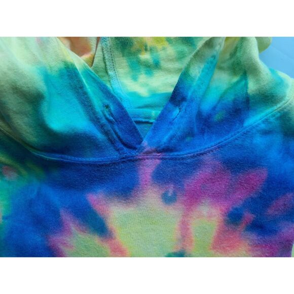 Dyenomite Colorful Bright Tie Dye Hooded LS Pullover Shirt  Small No Drawstring - Picture 6 of 8
